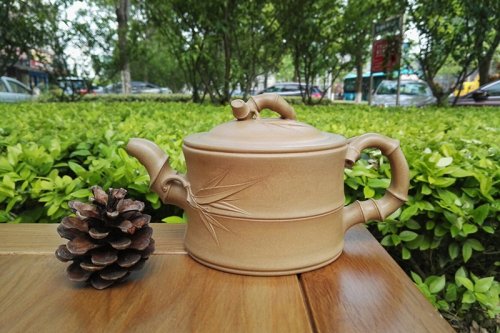 周学琴紫砂壶 大竹段 