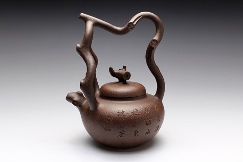 陈夕良紫砂壶 东坡提梁 