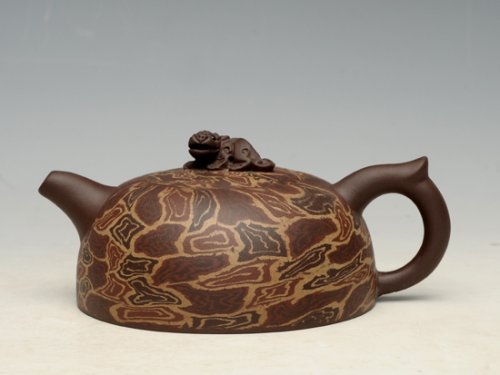 周亚萍紫砂壶 绞泥半月 