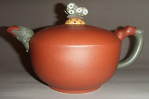 何军紫砂壶 彩蝶壶 