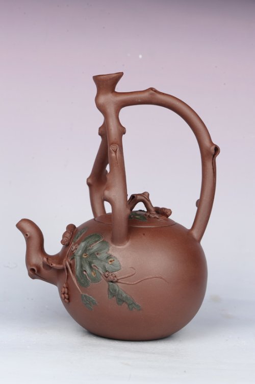 范菊华紫砂壶 松鼠提梁葡萄 