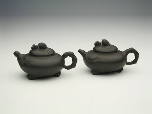 高燕紫砂壶 有鱼对壶 