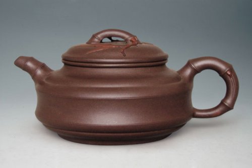 周杰紫砂壶 双线竹鼓 