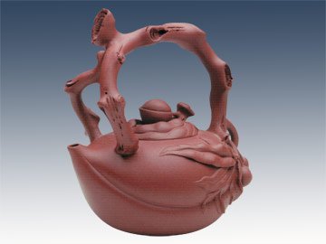 范国明紫砂壶 圣桃提梁 