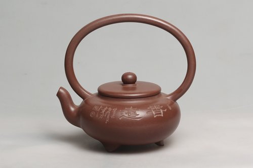 陈红英紫砂壶 三足提梁 