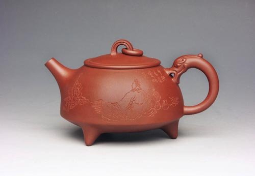 周忠兴紫砂壶 环龙三脚 