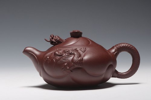 周赛英紫砂壶 鱼化龙 