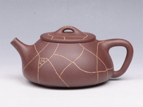 紫砂壶 开片石瓢 