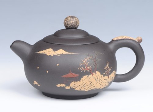 周惠初紫砂壶 香泉（山水） 