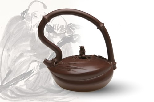 季益顺紫砂壶 寿星提梁 