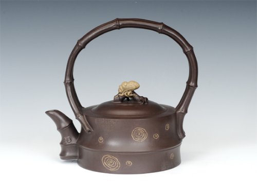 徐俊紫砂壶 斑竹提梁 