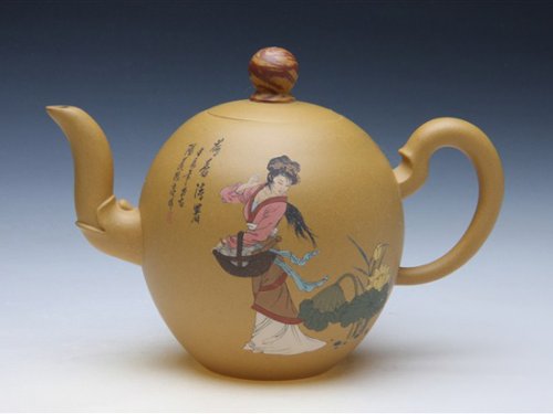 许敏芳紫砂壶 彩绘大一粒珠 