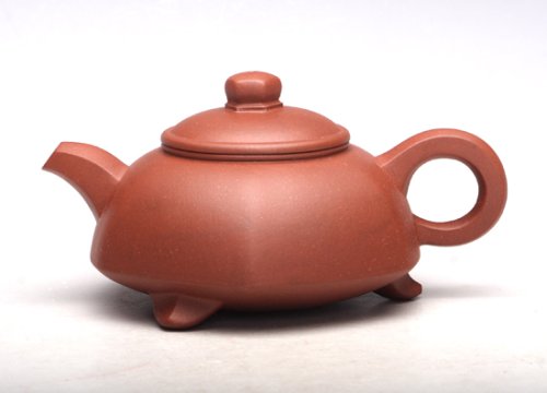 蒋月清紫砂壶 三足六方 
