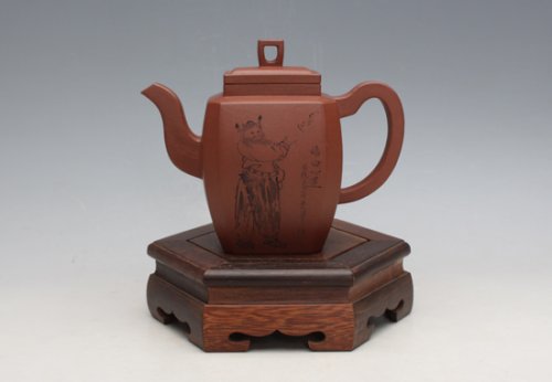 万美群紫砂壶 四方侧角 