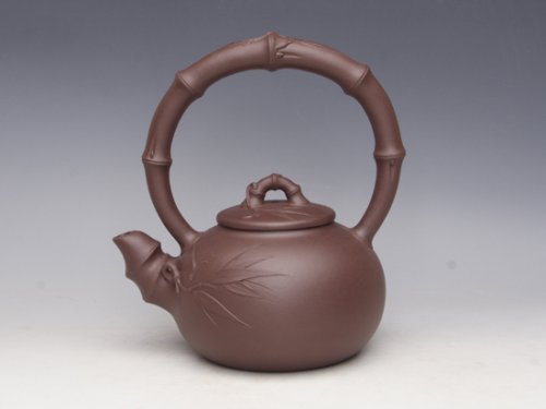 许华强紫砂壶 竹节提梁 