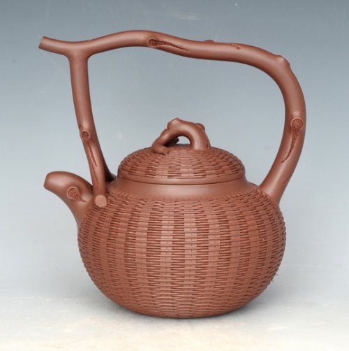 李军紫砂壶 天竺提梁 