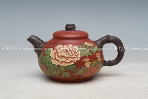 陈运财紫砂壶 花开富贵 