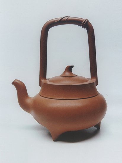 周俊鹏紫砂壶 北瓜提梁 