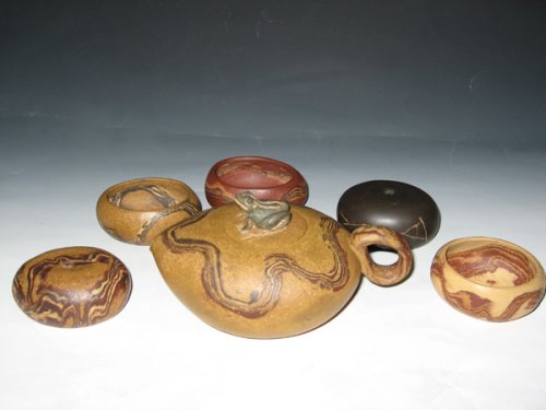 韦钟云紫砂壶 蛙鸣石趣茶具 