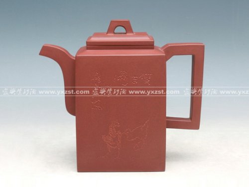 洪美华紫砂壶 砖方壶与画家罗尔纯合作 