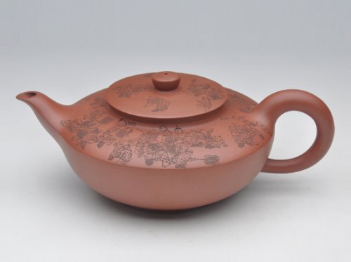 董岳峰紫砂壶 百子汉扁 