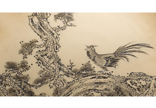 厉上清紫砂壶 花鸟陶刻挂盘局部 