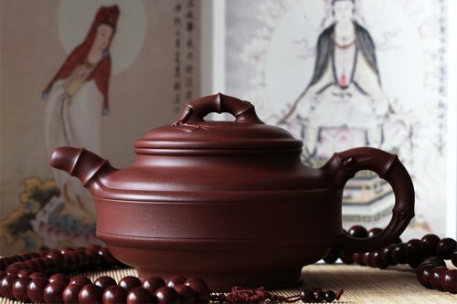 张亦紫砂壶 双线竹鼓 