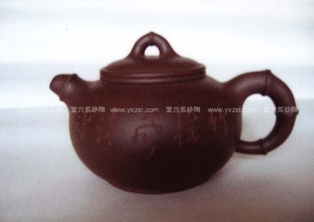 何强紫砂壶 圆竹壶 