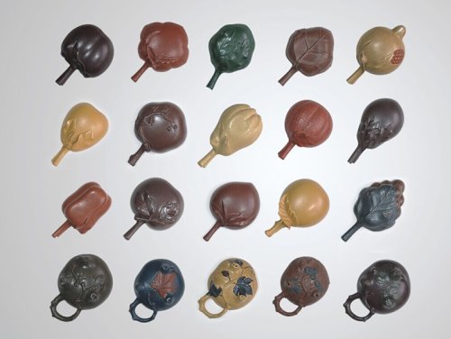 倪顺生紫砂壶 二十件色泥塑形杯 