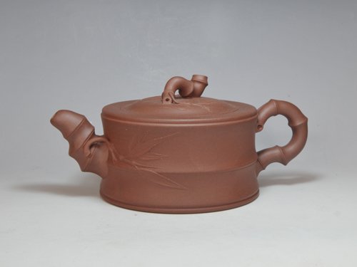 吴祥大紫砂壶  竹趣壶  400CC  清水泥 