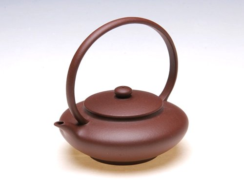 卢伟强紫砂壶 虚扁提梁 