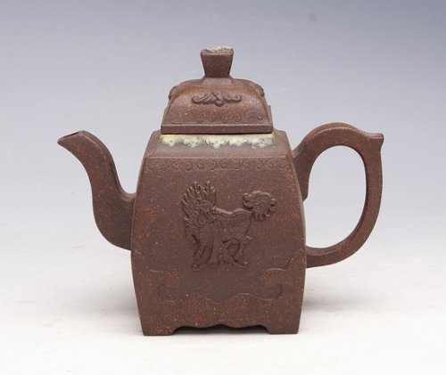 张建强紫砂壶 四方麒麟 