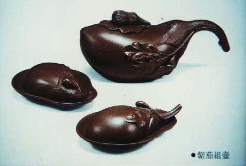 倪顺生紫砂壶 紫茄组壶 