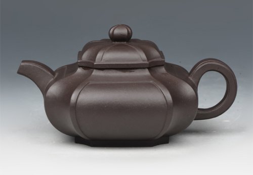 董建忠紫砂壶 四方抽角 