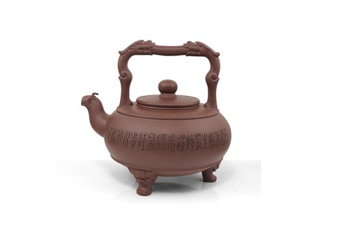 李昌鸿紫砂壶 三星提梁 