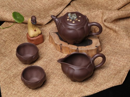 张佩紫砂壶 青蛙莲子套装 