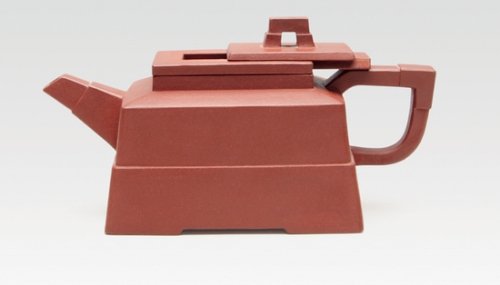 周建良紫砂壶 四方抽盖 