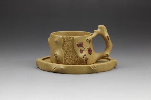 陈建勇紫砂壶 双色梅椿套杯 黄龙山原矿段泥 