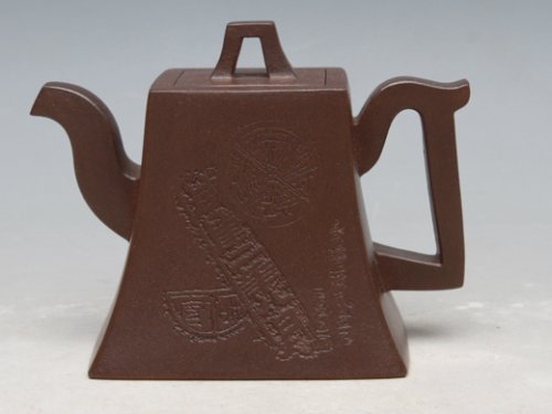 吴国芬紫砂壶 高四方 