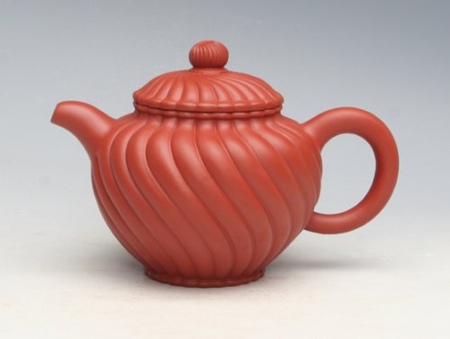 沈永娟紫砂壶 朱泥转菊 副本 