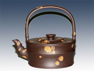 秦岭紫砂壶 斑竹提梁 