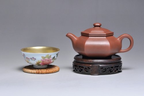 储凌云紫砂壶 六方仿古 