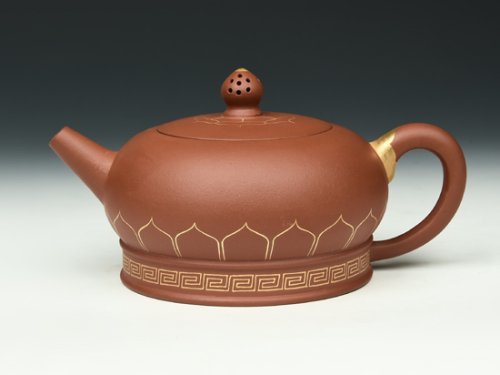 王秀娟紫砂壶 镶金壶 