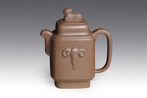 丁洪顺紫砂壶 三羊开泰 