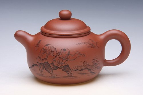 朱萍萍紫砂壶 龙吟伴月 朱萍萍制作 朱建伟镌刻 