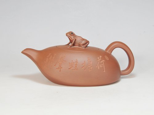 吴祥大紫砂壶 荷塘蛙声 300CC 清水泥 