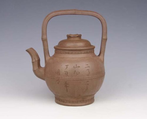 刘晨紫砂壶 竹节提梁 