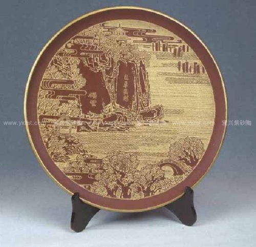 鲍志强紫砂壶 太湖风光 紫砂意识盘 