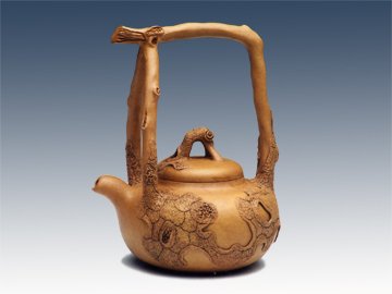 周鹏甲紫砂壶 树瘿提梁壶 