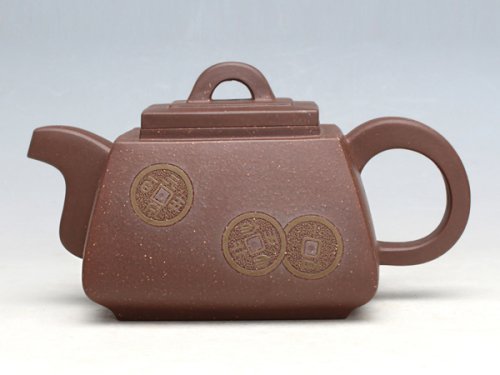 赵阳紫砂壶 金钱四方 
